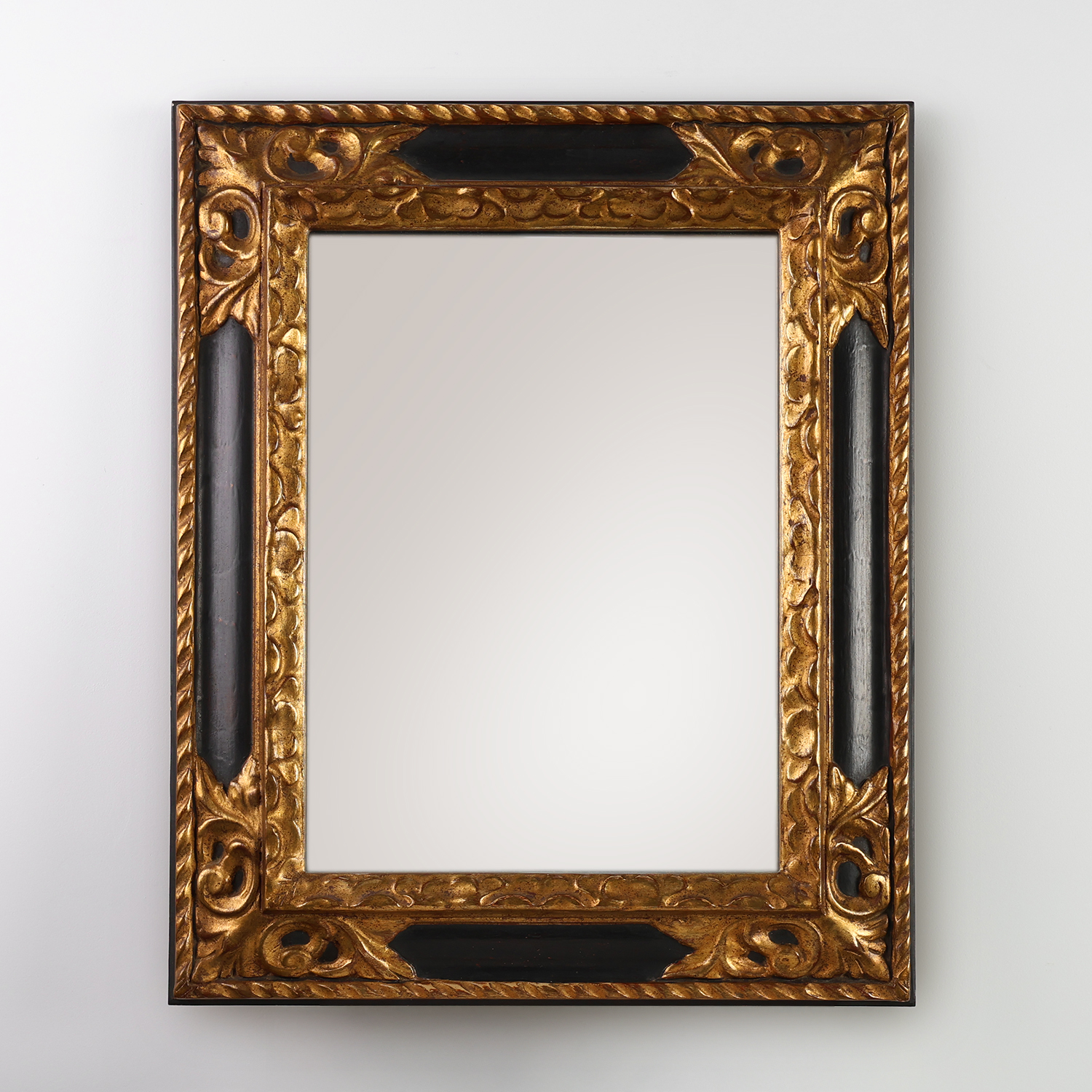 Carved Baroque Black and Giltwood Mirror, France 1850s-img